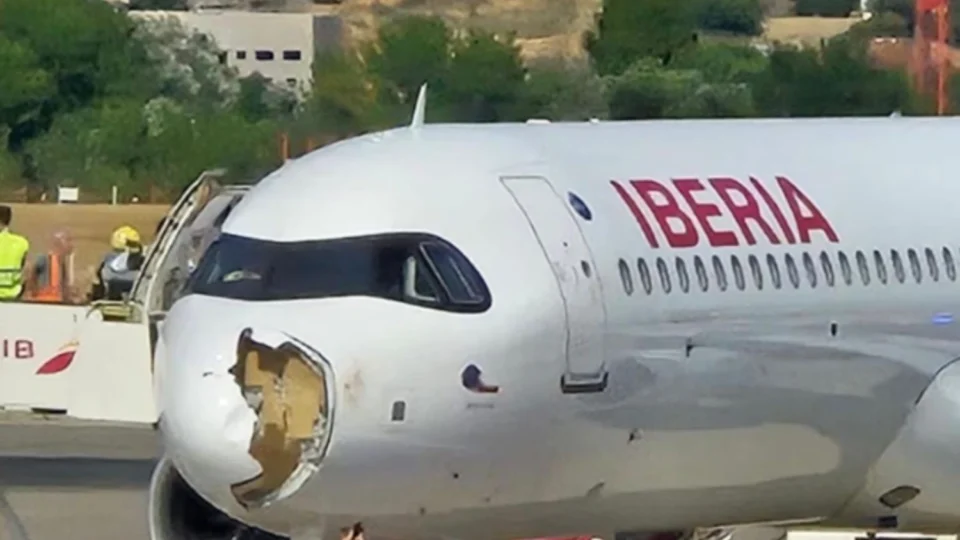 Pânico no ar: colisão com aves danifica fuselagem de avião da Iberia e obriga retorno de emergência