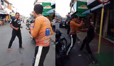 Veja o vídeo: Motociclista de aplicativo entra em briga com passageiro por falta de pagamento no bairro Alvorada