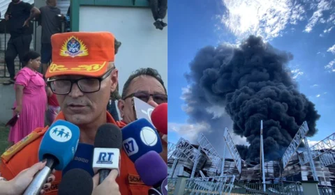 Incêndio de grandes proporções segue ativo no Distrito Industrial II; mais de 90 bombeiros atuam no combate às chamas