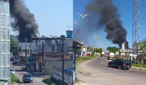 Veja vídeo: Incêndio atinge fábrica de isopor e casas no bairro Santa Etelvina, em Manaus