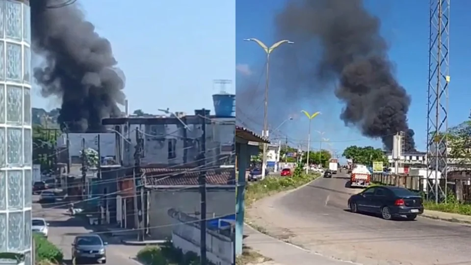 Veja vídeo: Incêndio atinge fábrica de isopor e casas no bairro Santa Etelvina, em Manaus