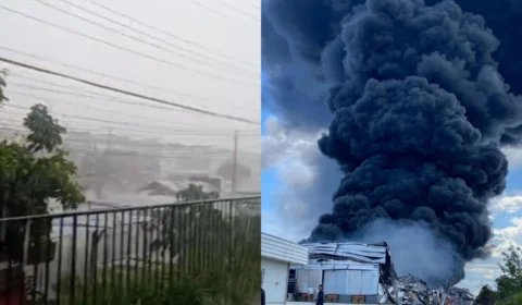 Chuva atinge Manaus enquanto incêndio em fábricas no Distrito Industrial II segue ativo