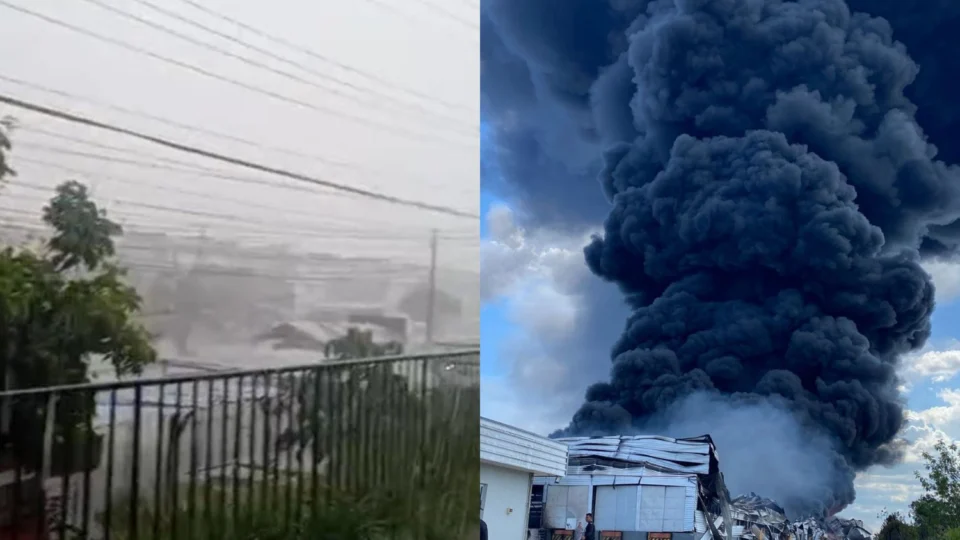 Chuva atinge Manaus enquanto incêndio em fábricas no Distrito Industrial II segue ativo
