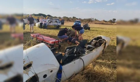 Piloto sobrevive após avião planador cair e partir-se ao meio em Formosa, Goiás