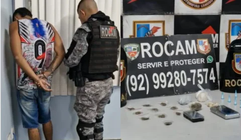 Jovem é preso pela Rocam por tráfico de drogas no bairro Nossa Senhora de Fátima