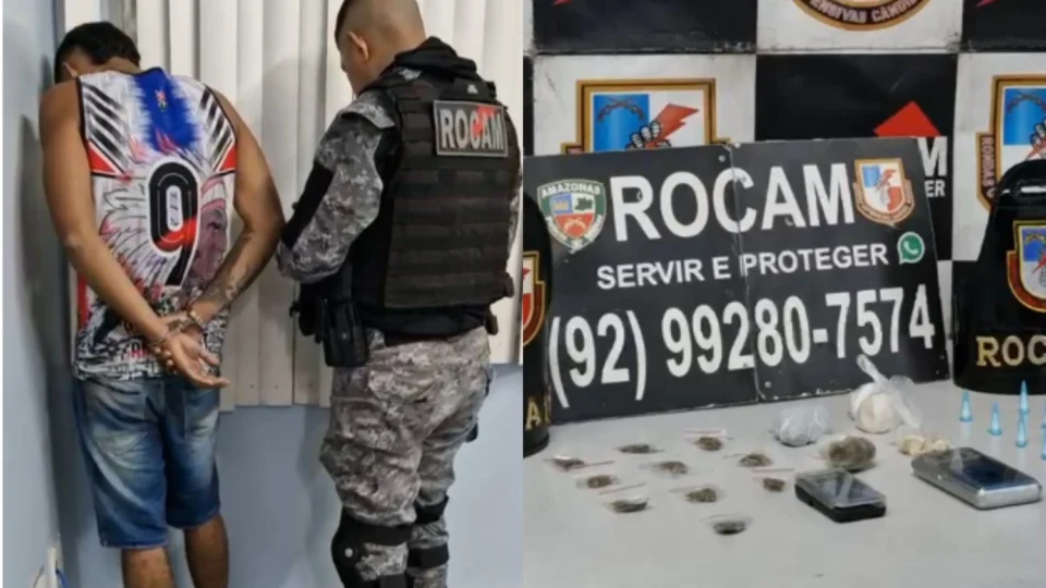 Jovem é preso pela Rocam por tráfico de drogas no bairro Nossa Senhora de Fátima
