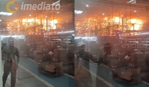 Veja o vídeo: confira o momento em que incêndio inicia em fábrica do Distrito Industrial 2