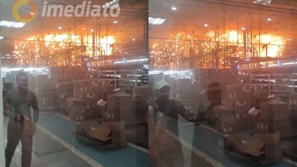 Veja o vídeo: confira o momento em que incêndio inicia em fábrica do Distrito Industrial 2
