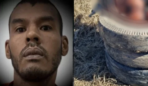 Veja a foto: corpo é achado de cabeça para baixo e queimado dentro de pneus em canavial de Pernambuco