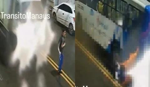 Veja o vídeo: pedestre é atropelado ao tentar atravessar avenida e quase é esmagado por ônibus no Alvorada
