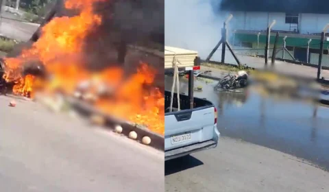 Veja momento do acidente que matou motociclista carbonizado no Distrito Industrial