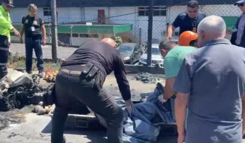 Veja o vídeo: IML remove corpo de motociclista carbonizado após picape invadir contramão na Av. Buriti