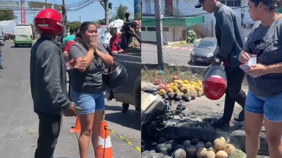 Veja o vídeo: motociclista morre carbonizado e esposa se desespera ao reconhecer moto na Av. Buriti