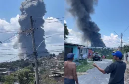 Veja os vídeos: Incêndio de grandes proporções atinge área no Jorge Teixeira e fumaça pode ser vista de longe