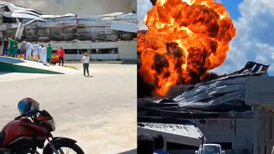 Veja os vídeos: Incêndio destrói fábricas no Distrito Industrial e explosões são registradas no local