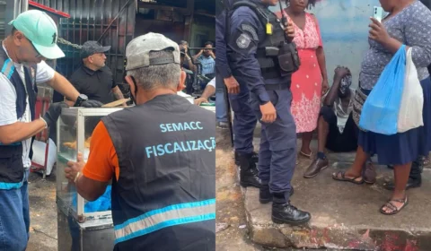 Veja o vídeo: Vendedor ambulante chora ao ter sua barraca de salgados removida pela Prefeitura de Manaus no Centro