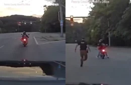 Veja o vídeo: Ladrão de moto se dá mal após ficar sem combustível enquanto fugia da polícia nos EUA