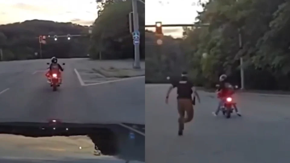 Veja o vídeo: Ladrão de moto se dá mal após ficar sem combustível enquanto fugia da polícia nos EUA