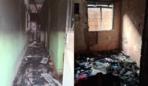 Veja o vídeo: Casa é completamente destruída por incêndio na madrugada desta quinta-feira (14) no Alvorada