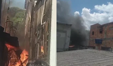 Veja o vídeo: Incêndio atinge várias casas no Morro da Liberdade em Manaus