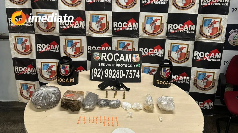 Rocam prende homem por porte ilegal de arma de fogo e tráfico de drogas no bairro São Francisco