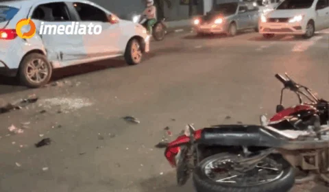 Motociclista fica ferido após colisão entre moto e carro na Avenida Brigadeiro Eduardo Gomes, em Boa Vista