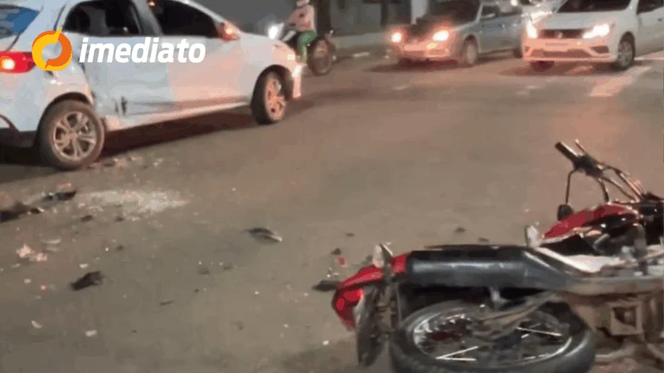 Motociclista fica ferido após colisão entre moto e carro na Avenida Brigadeiro Eduardo Gomes, em Boa Vista