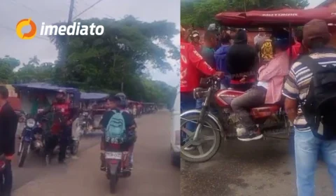 VEJA VÍDEO: Mototaxistas protestam contra operação irregular de “tuc-tucs” peruanos em Tabatinga, no Amazonas