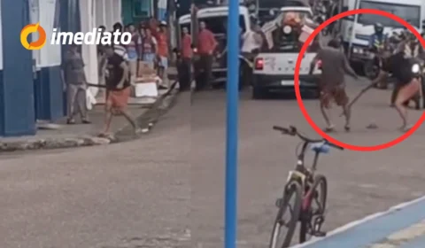 VEJA VÍDEO: Homens brigam com terçados e pedras no meio da rua em Manacapuru, no Amazonas