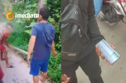 VEJA VÍDEO: Suposto assaltante é castigado com pauladas na mão após furtar celular de motorista de aplicativo em Manaus
