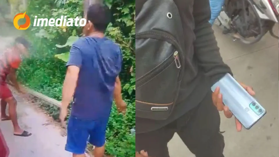 VEJA VÍDEO: Suposto assaltante é castigado com pauladas na mão após furtar celular de motorista de aplicativo em Manaus