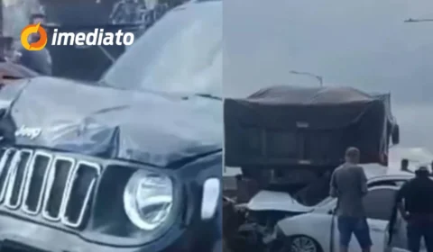 VEJA VÍDEO: Caminhão desgovernado provoca acidente e causa congestionamento em viaduto no Pará