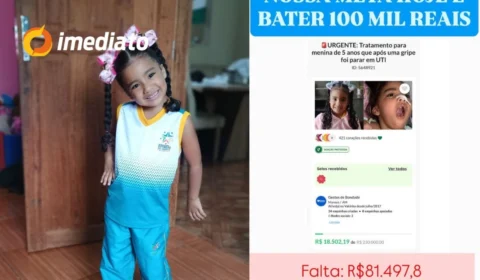 Mãe lança vaquinha online para custear tratamento da filha de 5 anos que foi parar na UTI após gripe em Manaus