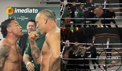 VEJA VÍDEO: Luta entre Popó e Wanderlei Silva acaba em desclassificação e briga generalizada no Spaten Fight Night