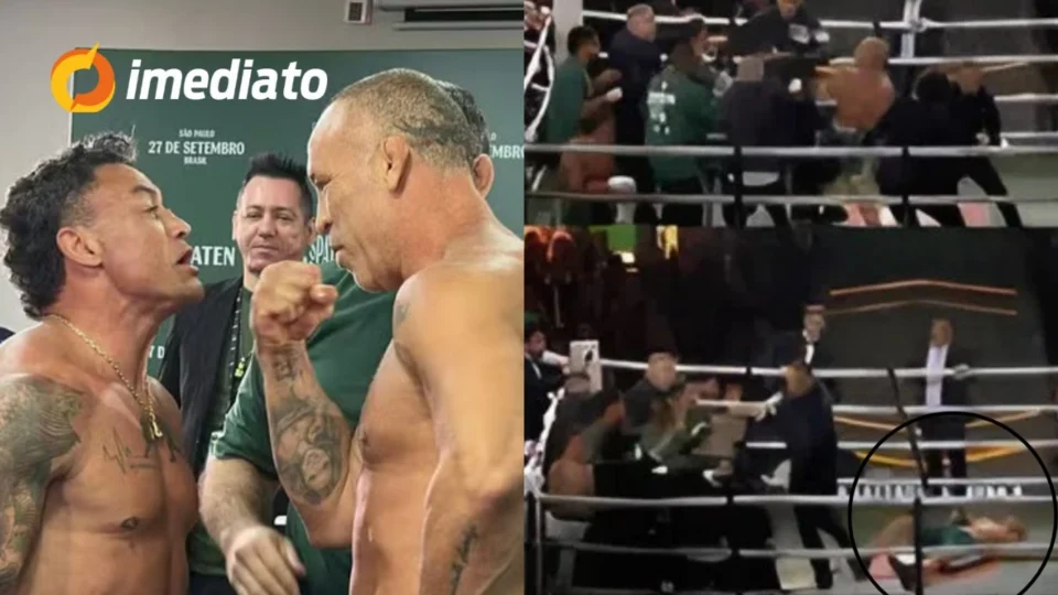 VEJA VÍDEO: Luta entre Popó e Wanderlei Silva acaba em desclassificação e briga generalizada no Spaten Fight Night