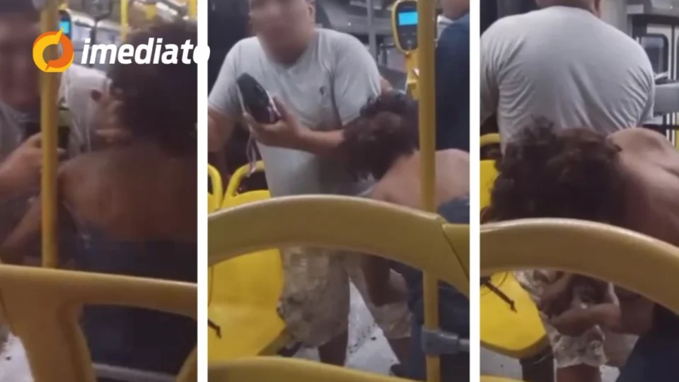 VÍDEO: Imagens mostram mulher em situação de rua tentando roubar passageiro dentro de ônibus em Manaus