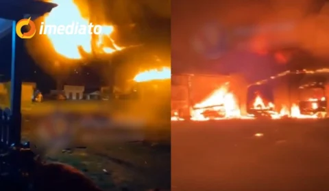 VÍDEO: Criminosos espalham terror e ateiam fogo em vários ônibus no município de Envira, no Amazonas