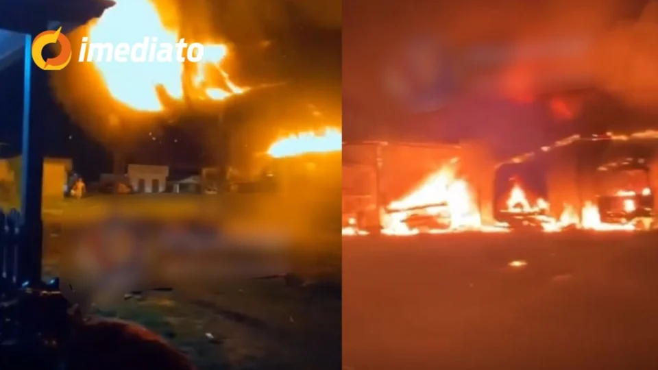 VÍDEO: Criminosos espalham terror e ateiam fogo em vários ônibus no município de Envira, no Amazonas
