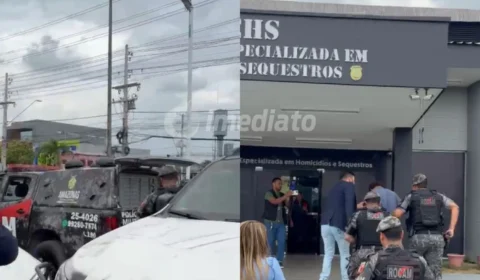 Veja o momento em que suspeito de matar mulher com tiro na cabeça na frente da filha em Manacapuru chega à DEHS