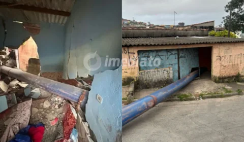 Idosa morre esmagada após tubulação cair de caminhão e atingir casa em Mauá