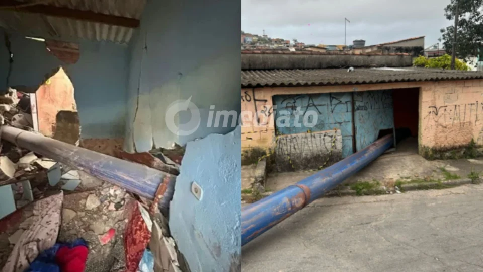 Idosa morre esmagada após tubulação cair de caminhão e atingir casa em Mauá