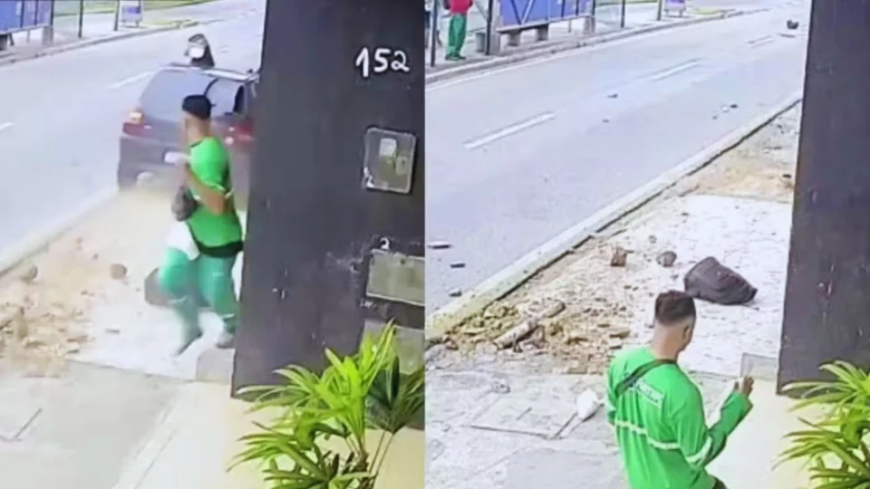 Veja vídeo: Homem escapa por segundos de carro desgovernado e se ajoelha em agradecimento emocionante