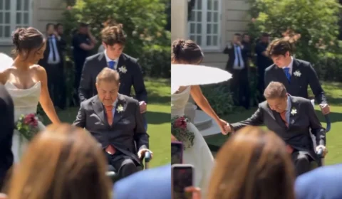 Veja o vídeo: De cadeira de rodas, Faustão leva a filha ao altar em cerimônia emocionante