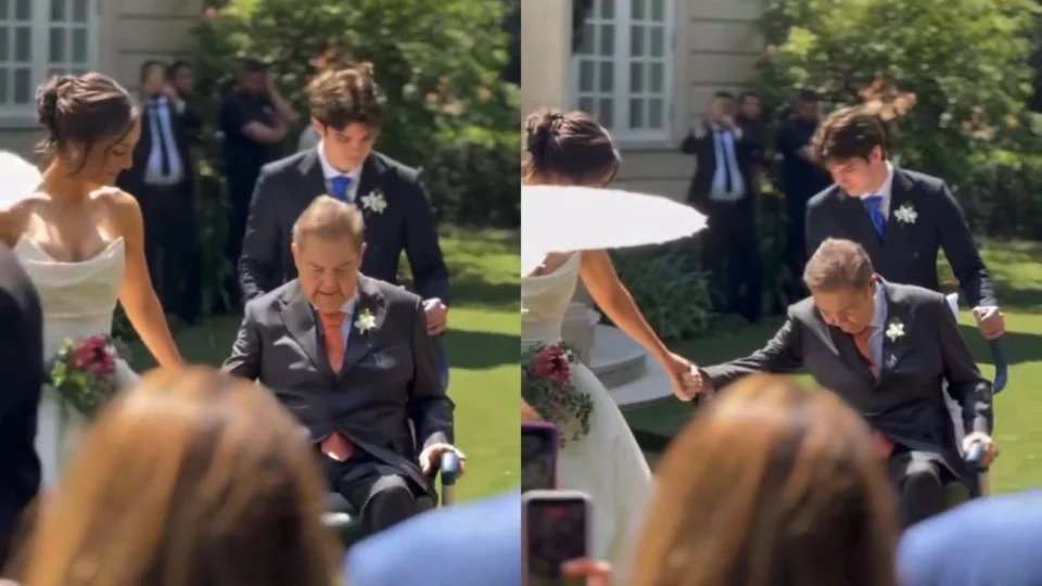 Veja o vídeo: De cadeira de rodas, Faustão leva a filha ao altar em cerimônia emocionante