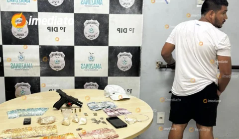 Homem é preso com arma de fogo e drogas durante ação da PM no bairro Colônia Oliveira Machado