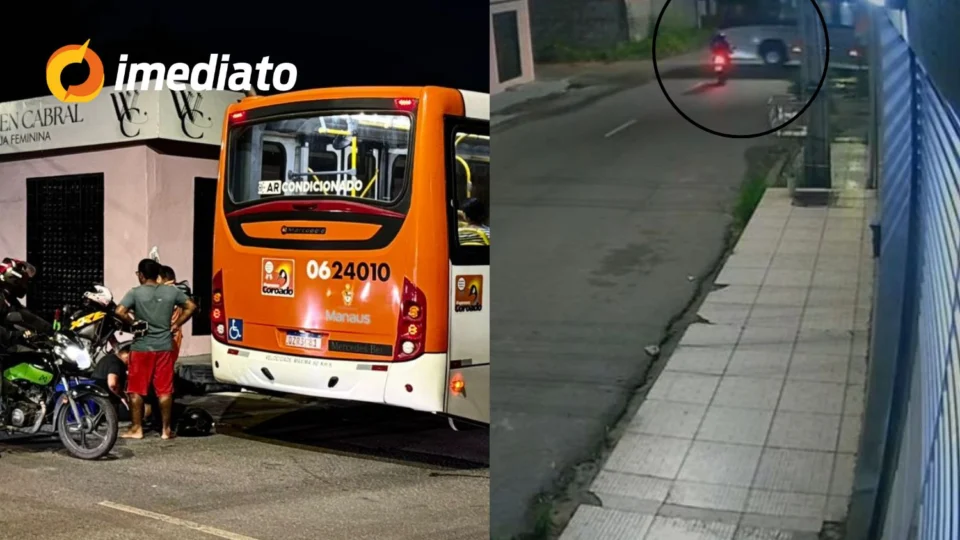 VEJA VÍDEO: Câmera registra momento em que motociclista colide com ônibus no bairro Parque 10