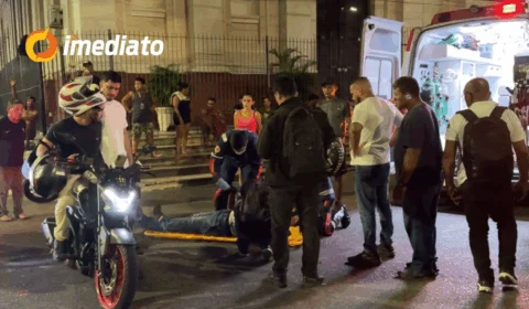 Motociclista é atingido por fiação e fica ferido no pescoço no Centro de Manaus