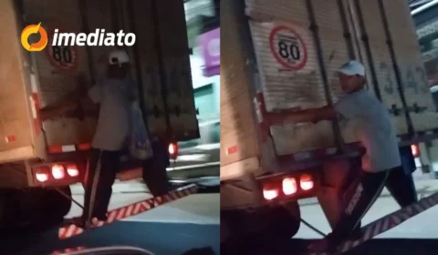 VEJA VÍDEO: Homem é flagrado pegando ‘carona’ na traseira de carreta na Avenida Brasil, em Manaus