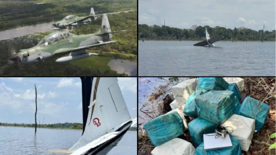 FAB intercepta aeronave ilegal na Amazônia e apreende 380 kg de skunk na represa de Balbina