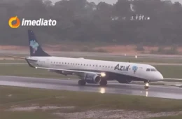 VÍDEO: Avião realiza pouso de emergência em Manaus após falha técnica durante forte chuva